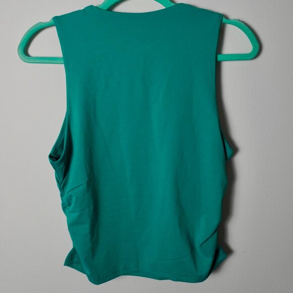 Sheinbae Turquoise Sleeveless Draped Top - Picture 3 of 4